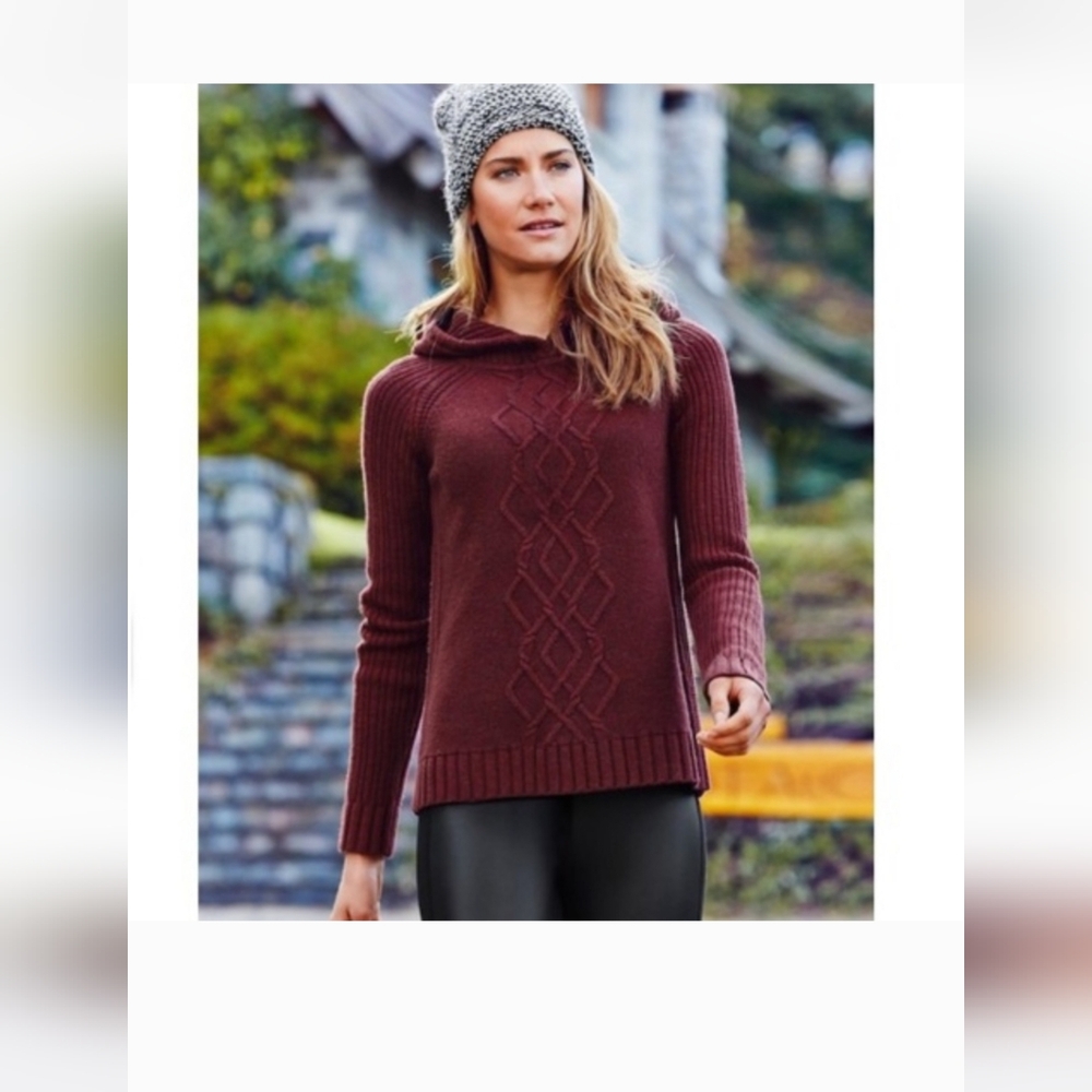 Athleta Cold Spell Hooded Sweater 100% Merino